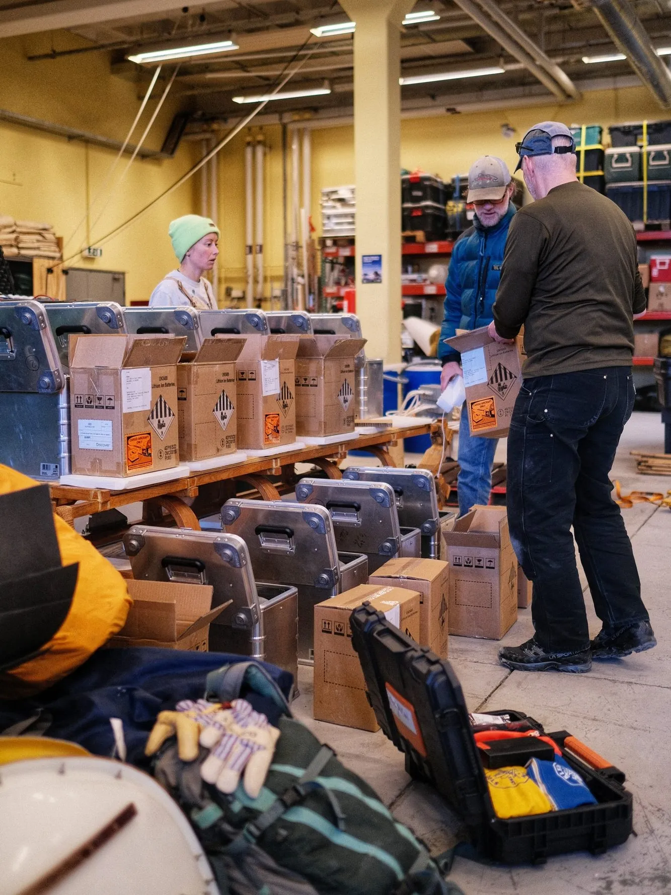 Battery boxes being prepared for their time in the field